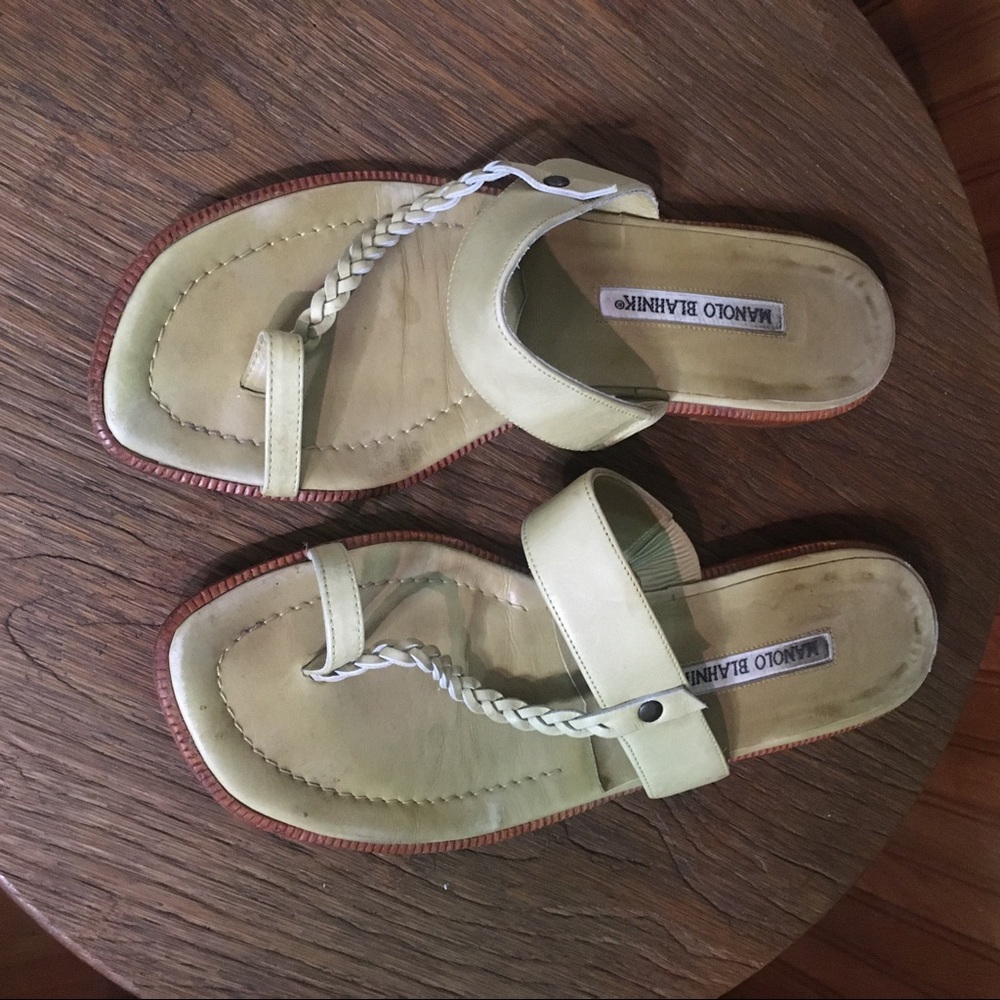 SOLD! Manolo Blahnik Braided Thong Sandals